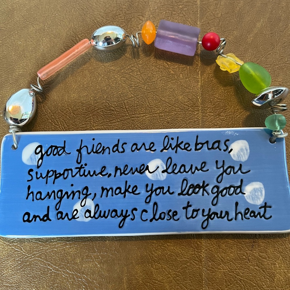 Department 56 Ceramic Wall Plaque with Beaded Hanger  "Good Friends...."
